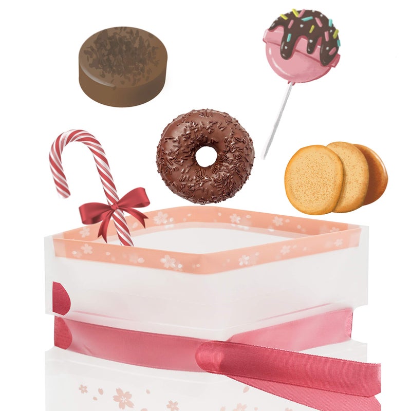 SumDirect Pink Plastic Drawstring Gift Bags - 50 Pcs 6x9 Inch Goodie Bags Cherry Blossom Party Favor Treat Bags Food Storage Bags Gift Wrapping Package - Image 4